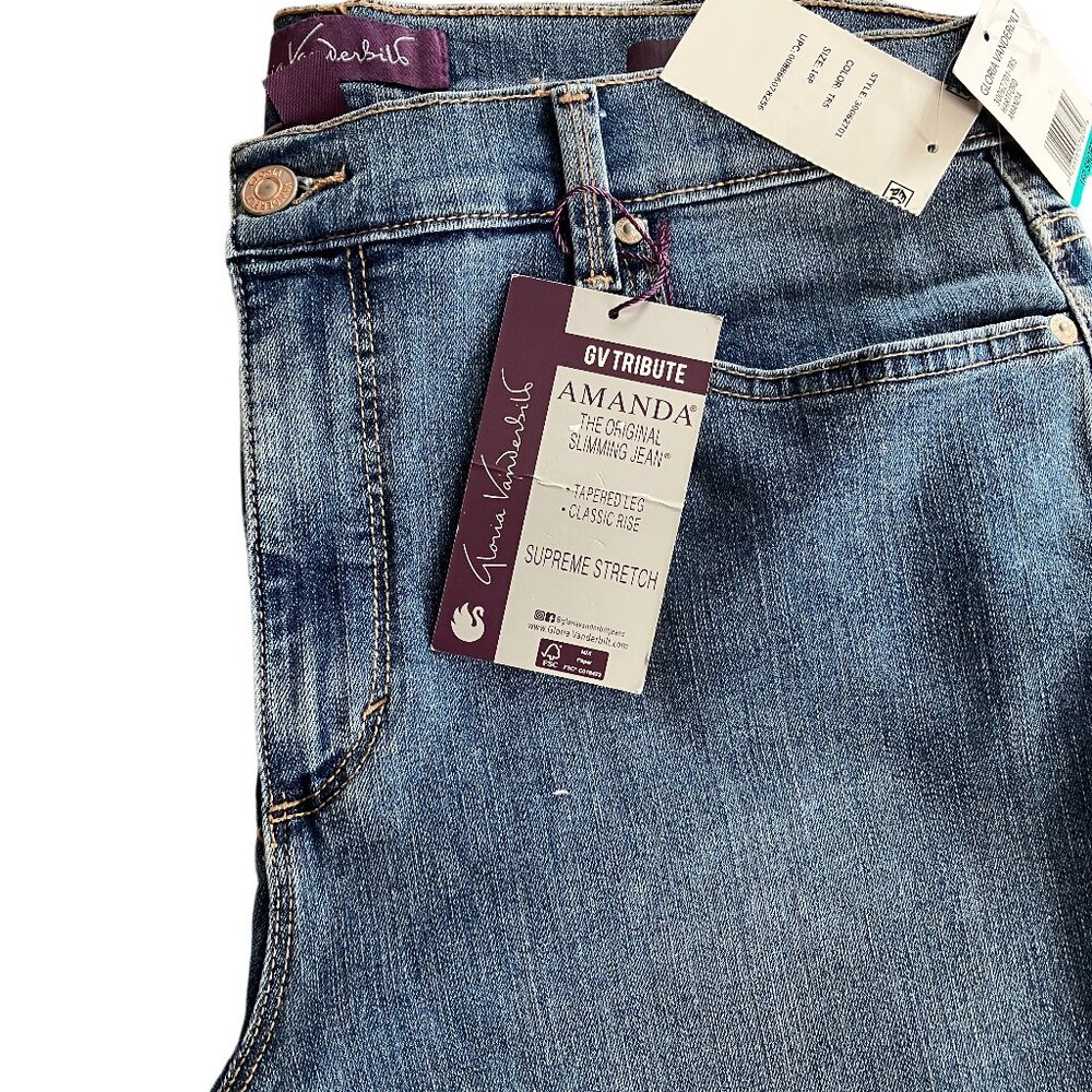 NWT Gloria Vanderbilt "Amanda" Slimming Jeans Size:  16P - Picture 2 of 8